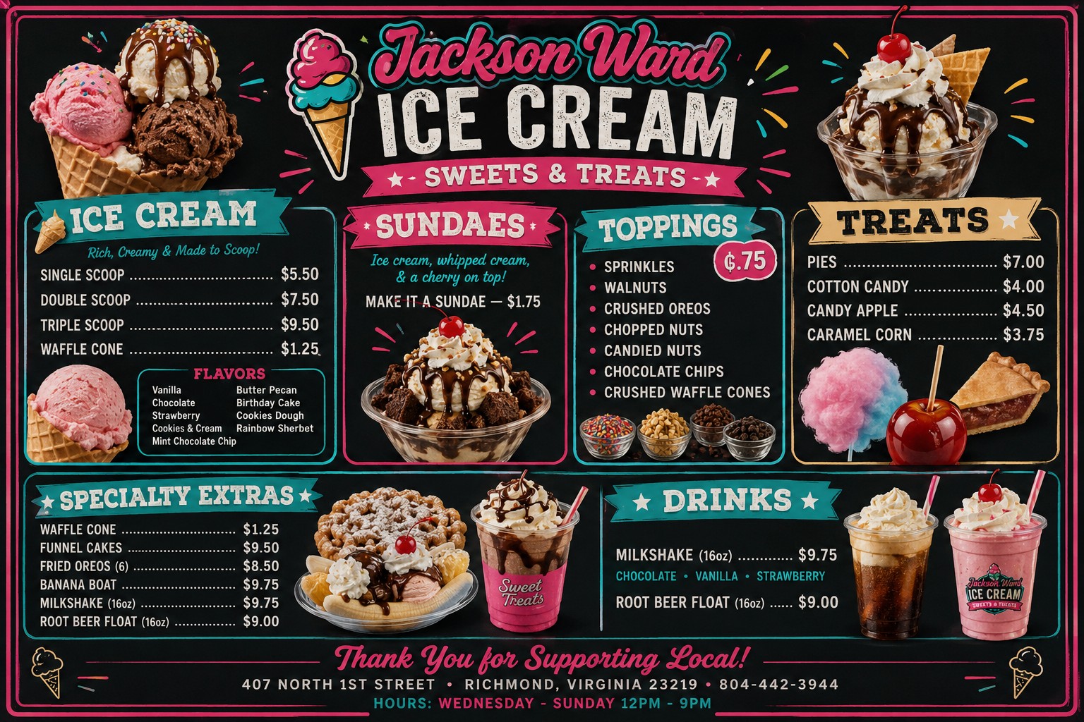 Jackson Ward Ice Cream menu